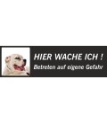 Dogo Argentino 'Hier wache ich'-Schild (schwarz, niedriges Modell)
