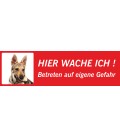 Saarlooswolfhund (Welpe) 'Hier wache ich'-Schild (rot, niedriges Modell)