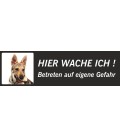 Saarlooswolfhund (Welpe) 'Hier wache ich'-Schild (schwarz, niedriges Modell)