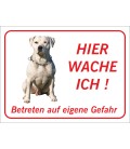 Perro Pitbull 'Hier wache ich'-Aufkleber (rot)