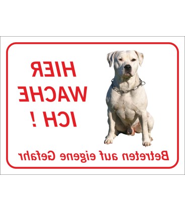 Perro Pitbull "Hier wache ich"-Aufkleber (rot)