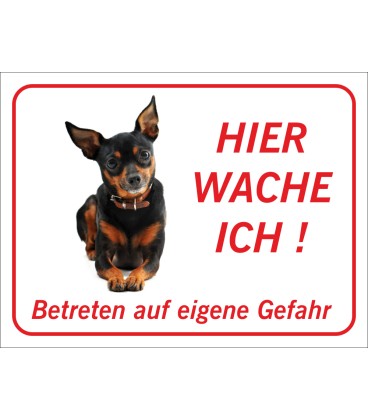 Zwergpinscher "Hier wache ich"-Aufkleber (rot)