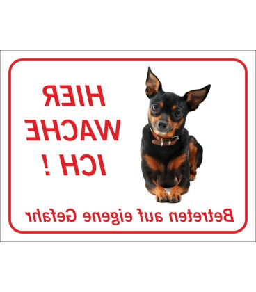 Zwergpinscher "Hier wache ich"-Aufkleber (rot)