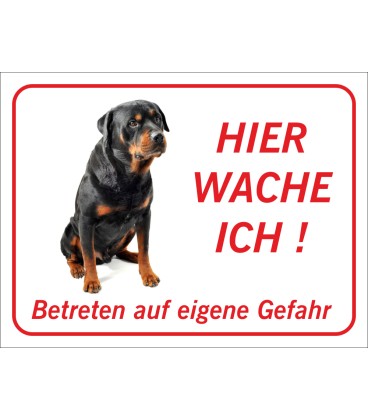 Rottweiler "Hier wache ich"-Aufkleber (rot)
