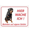 Rottweiler "Hier wache ich"-Aufkleber (rot)