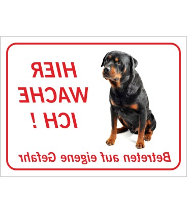 Rottweiler "Hier wache ich"-Aufkleber (rot)