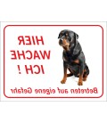 Rottweiler "Hier wache ich"-Aufkleber (rot)