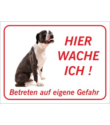 Boxer "Hier wache ich"-Aufkleber (rot)
