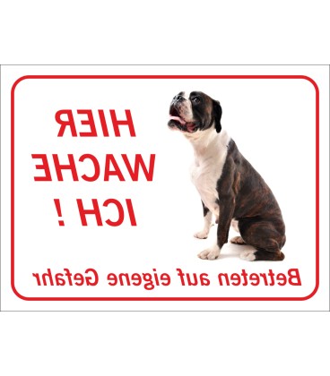 Boxer "Hier wache ich"-Aufkleber (rot)