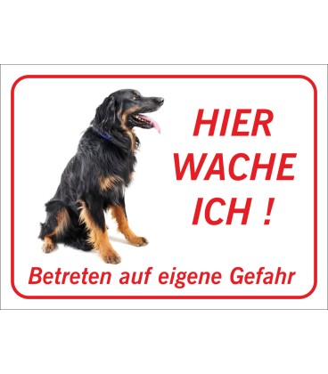 Hovawart "Hier wache ich"-Aufkleber (rot)