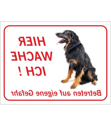 Hovawart "Hier wache ich"-Aufkleber (rot)