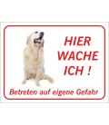 Golden Retriever 'Hier wache ich'-Aufkleber (rot)