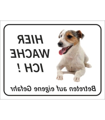 Jack Russell Terrier "Hier wache ich"-Aufkleber (schwarz)