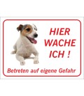 Jack Russell Terrier 'Hier wache ich'-Aufkleber (rot)