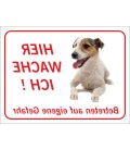 Jack Russell Terrier "Hier wache ich"-Aufkleber (rot)