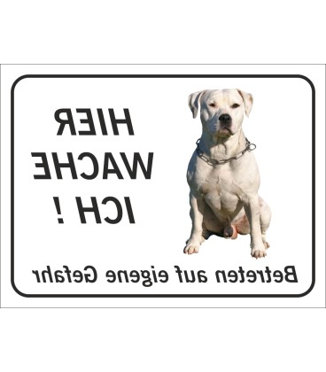 Perro Pitbull "Hier wache ich"-Aufkleber (schwarz)