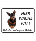 Zwergpinscher 'Hier wache ich'-Aufkleber (schwarz)