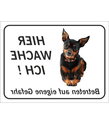 Zwergpinscher "Hier wache ich"-Aufkleber (schwarz)