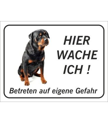 Rottweiler "Hier wache ich"-Aufkleber (schwarz)