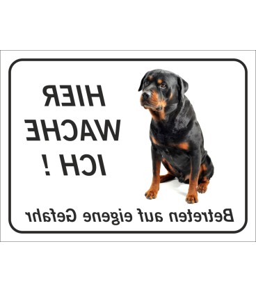 Rottweiler "Hier wache ich"-Aufkleber (schwarz)