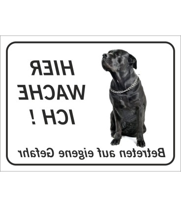 Schwarzer Bullmastiff "Hier wache ich"-Aufkleber (schwarz)