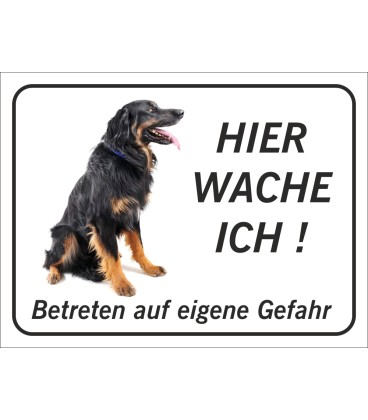 Hovawart "Hier wache ich"-Aufkleber (schwarz)