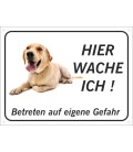 Labrador Retriever 'Hier wache ich'-Aufkleber (schwarz)