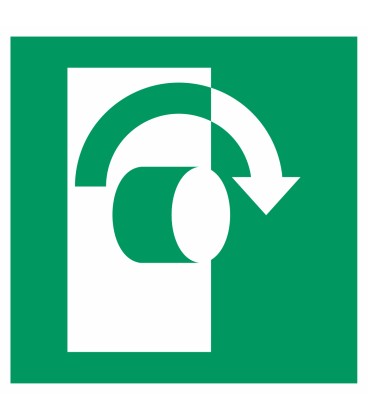 Schilder "Öffnet rechtsdrehend"