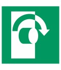Aufkleber "Öffnet linksdrehend"
