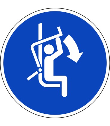 Aufkleber "Sicherheitsbügel des Sessellifts schließen"