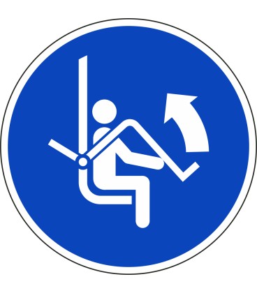 Aufkleber "Sicherheitsbügel des Sessellifts öffnen"
