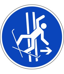 Aufkleber "Im Fall eines Sturzes Schleppspur sofort verlassen"