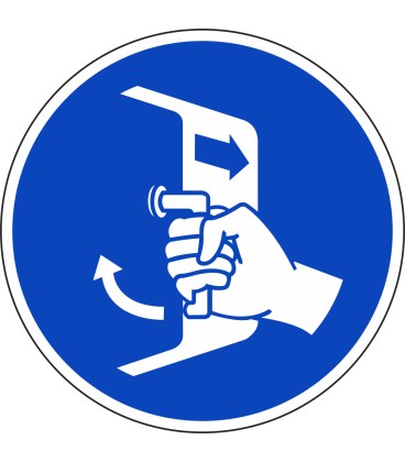 Aufkleber "Öffnungen schließen und sichern beim Aussetzvorgang"