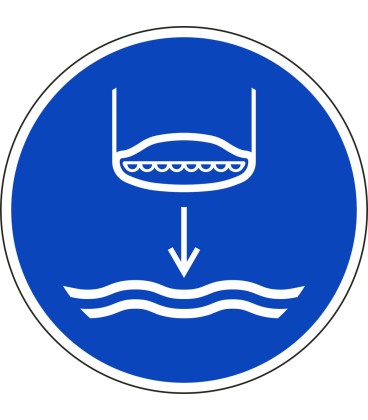 Aufkleber "Rettungsboot fieren beim Aussetzvorgang"