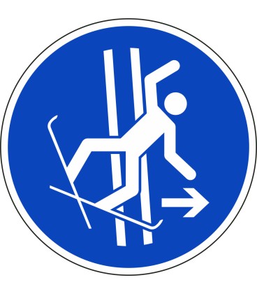 Schilder "Im Fall eines Sturzes Schleppspur sofort verlassen"