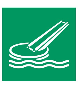 Schilder "Offene Rutsche für Schiffsevakuierung"