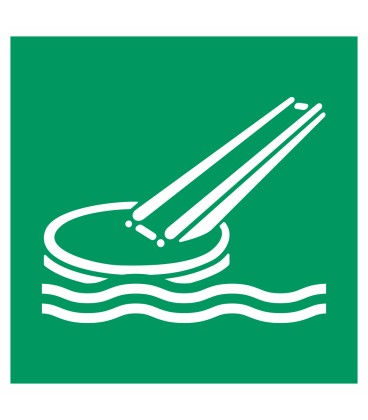 Schilder "Offene Rutsche für Schiffsevakuierung"