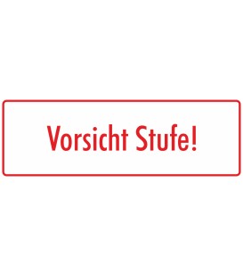 Aufkleber "Vorsicht Stufe" (weiß-rot)