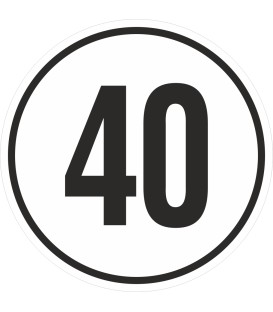 Geschwindigkeitsaufkleber 40 Km (weiß)