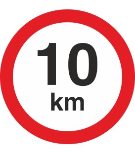 Geschwindigkeitsaufkleber 10 Km (rot mit km-Anzeige)