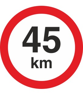 Geschwindigkeitsaufkleber 45 Km (rot mit km-Anzeige)