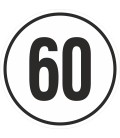 Geschwindigkeitsaufkleber 60 Km (weiß)