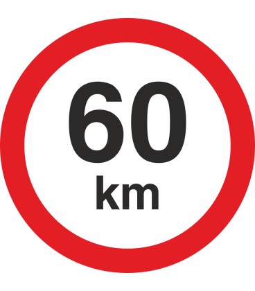 Geschwindigkeitsaufkleber 60 Km (rot mit km-Anzeige)