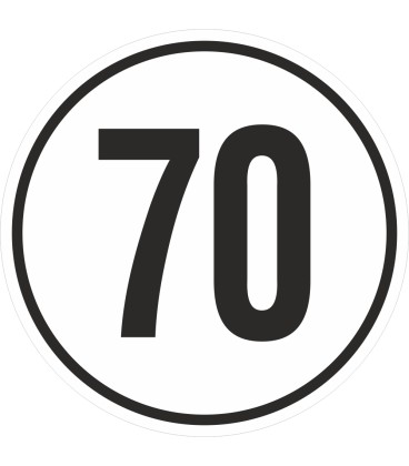 Geschwindigkeitsaufkleber 70 Km (weiß)