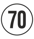 Geschwindigkeitsaufkleber 70 Km (weiß)