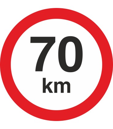 Geschwindigkeitsaufkleber 70 Km (rot mit km-Anzeige)