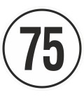 Geschwindigkeitsaufkleber 75 Km (weiß)
