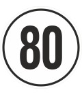 Geschwindigkeitsaufkleber 80 Km (weiß)