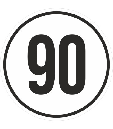 Geschwindigkeitsaufkleber 90 Km (weiß)