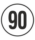 Geschwindigkeitsaufkleber 90 Km (weiß)